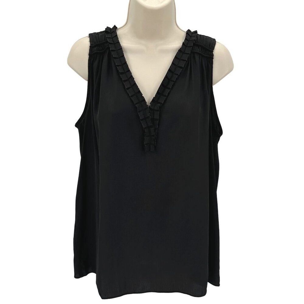 Catherine Malandrino Womens Black Sleeveless V-Neck Strappy Back Blouse Size M